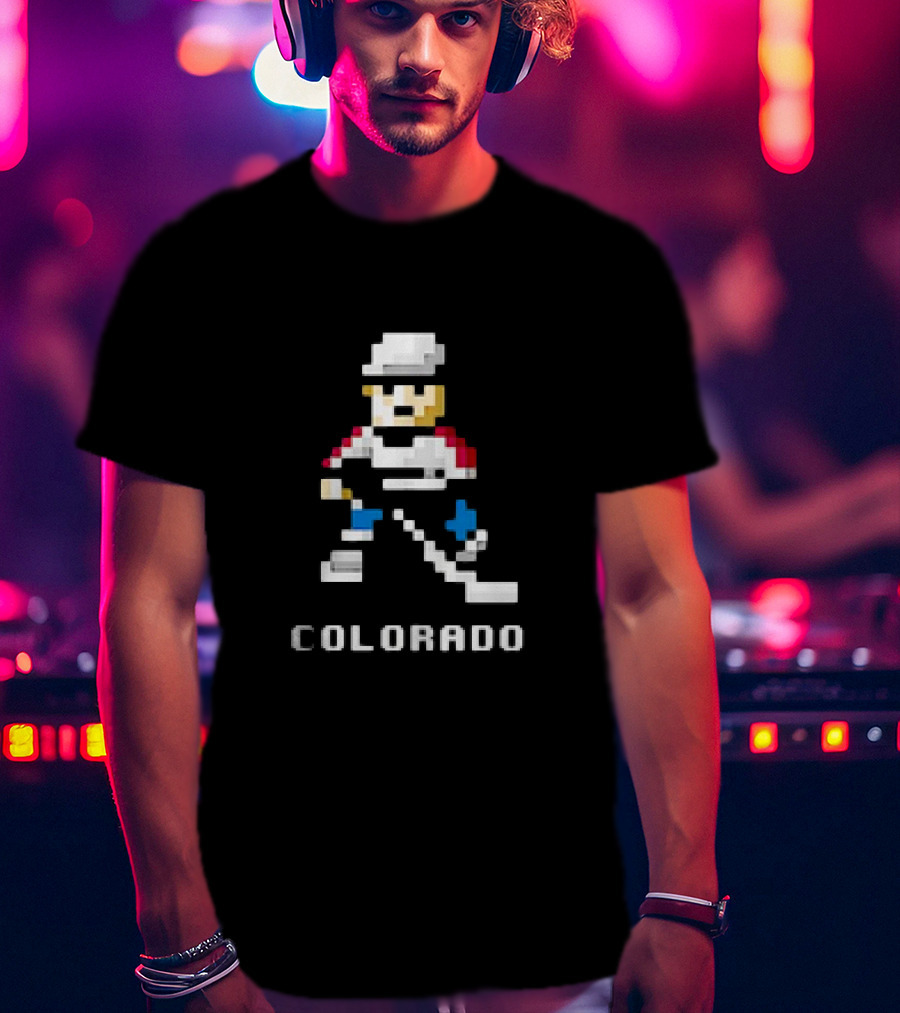 Colorado Pixel Hockey Player 8-Bit T-Shirt