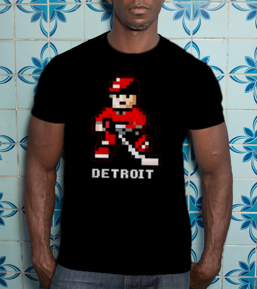 Detroit 8-Bit Hockey Player T-Shirt