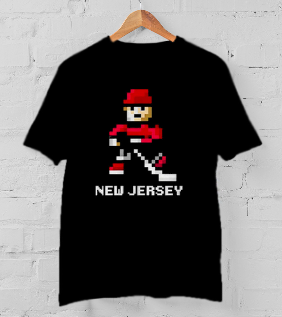 New Jersey Hockey Retro 8-Bit Pixel Art Player T-Shirt
