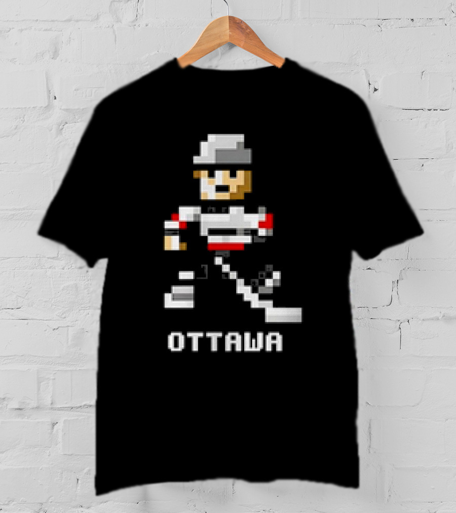 Ottawa 8-Bit Hockey Player Pixel T-Shirt