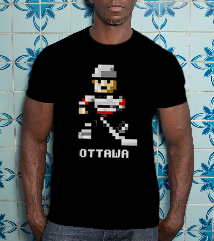 Ottawa 8-Bit Hockey Player Pixel T-Shirt