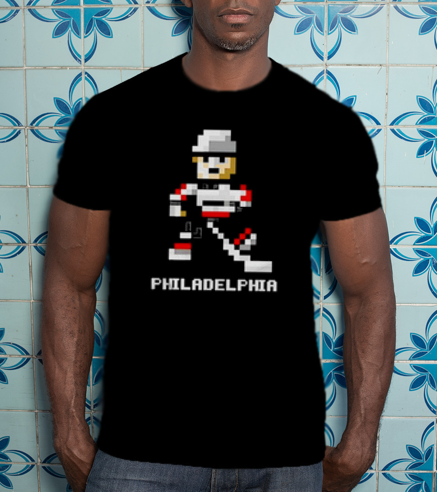 Philadelphia 8-Bit Hockey Pixel Art Player T-Shirt
