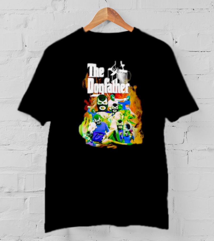 The Dogfather Powerfish Masked Characters In Colorful Scene T-Shirt