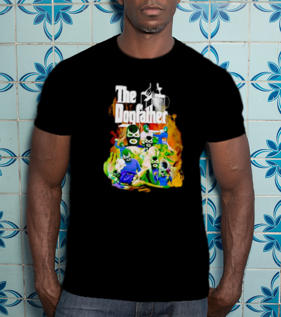 The Dogfather Powerfish Masked Characters In Colorful Scene T-Shirt