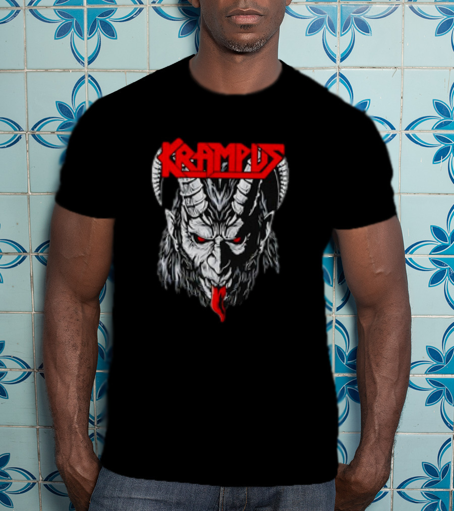 Scerry Krampus Christmas Krampus Horned Demon Face T-Shirt