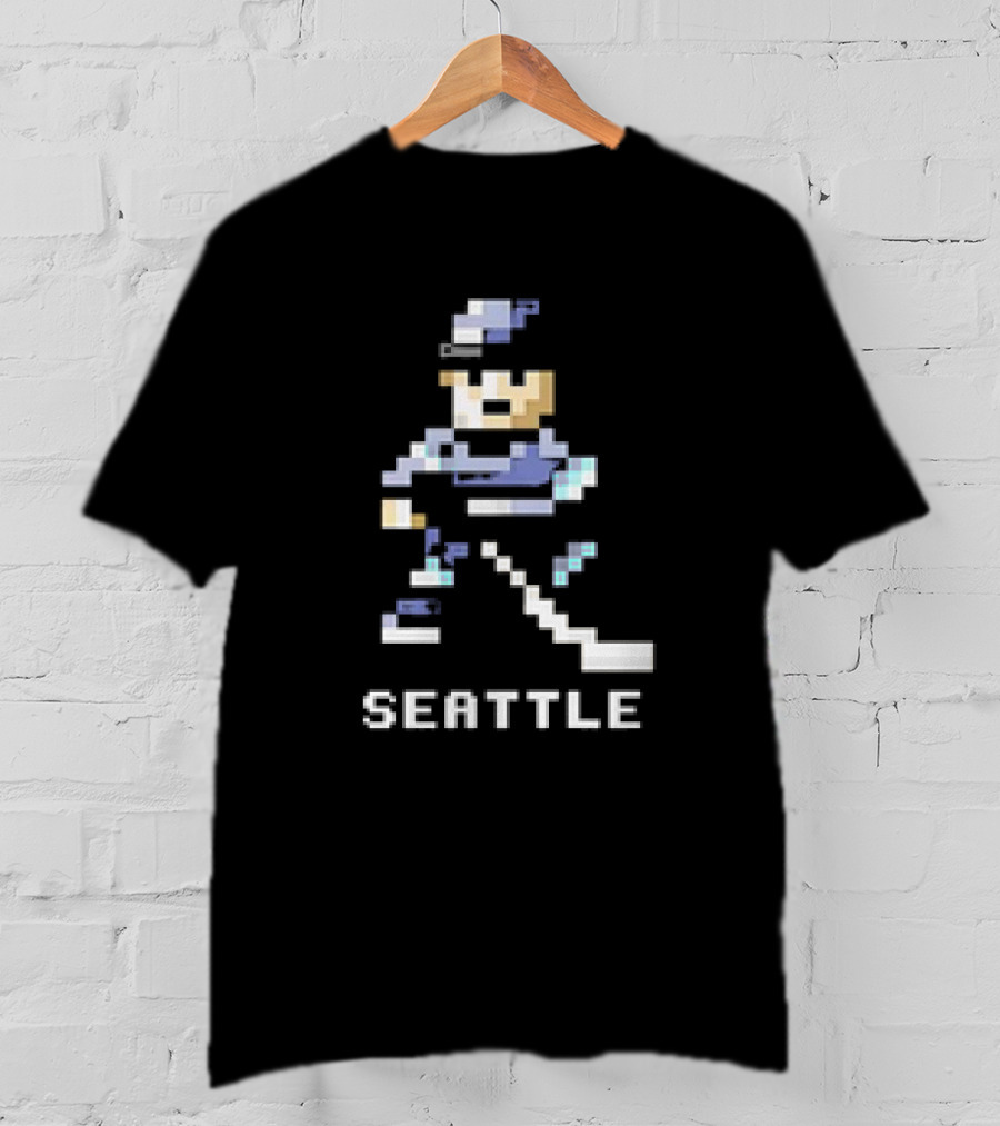 Seattle 8-Bit Hockey Pixel Art Player T-Shirt