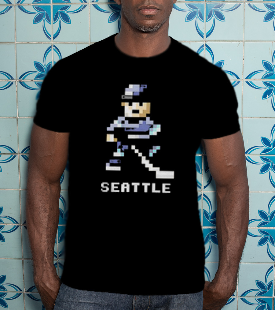 Seattle 8-Bit Hockey Pixel Art Player T-Shirt
