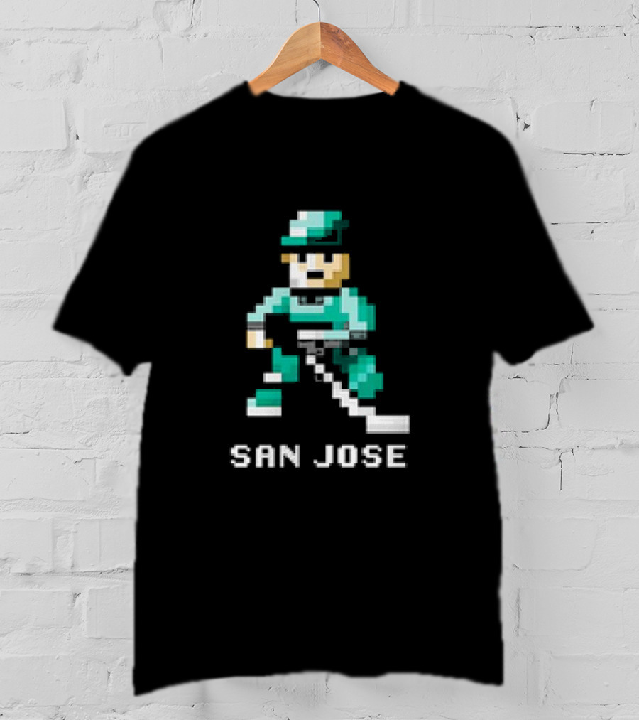 San Jose Hockey 8 Bit Retro Pixel T-Shirt