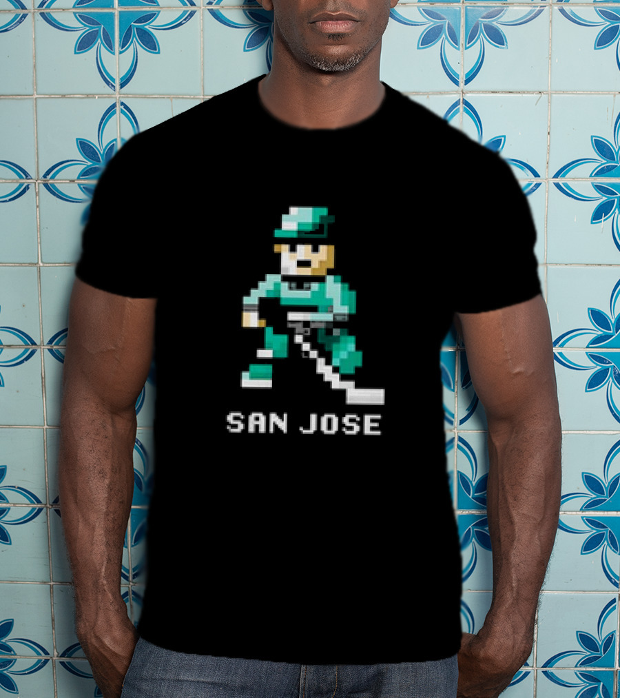 San Jose Hockey 8 Bit Retro Pixel T-Shirt