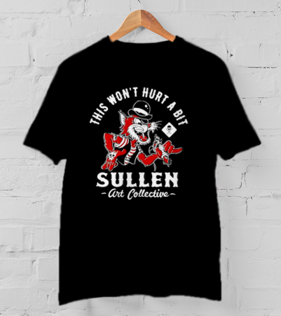 This Won’t Hurt A Bit Sullen Art Collective Cat With Hat And Card T-Shirt