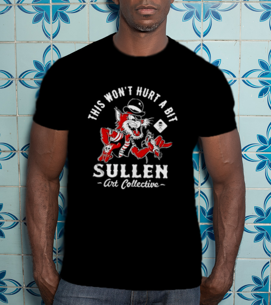 This Won’t Hurt A Bit Sullen Art Collective Cat With Hat And Card T-Shirt