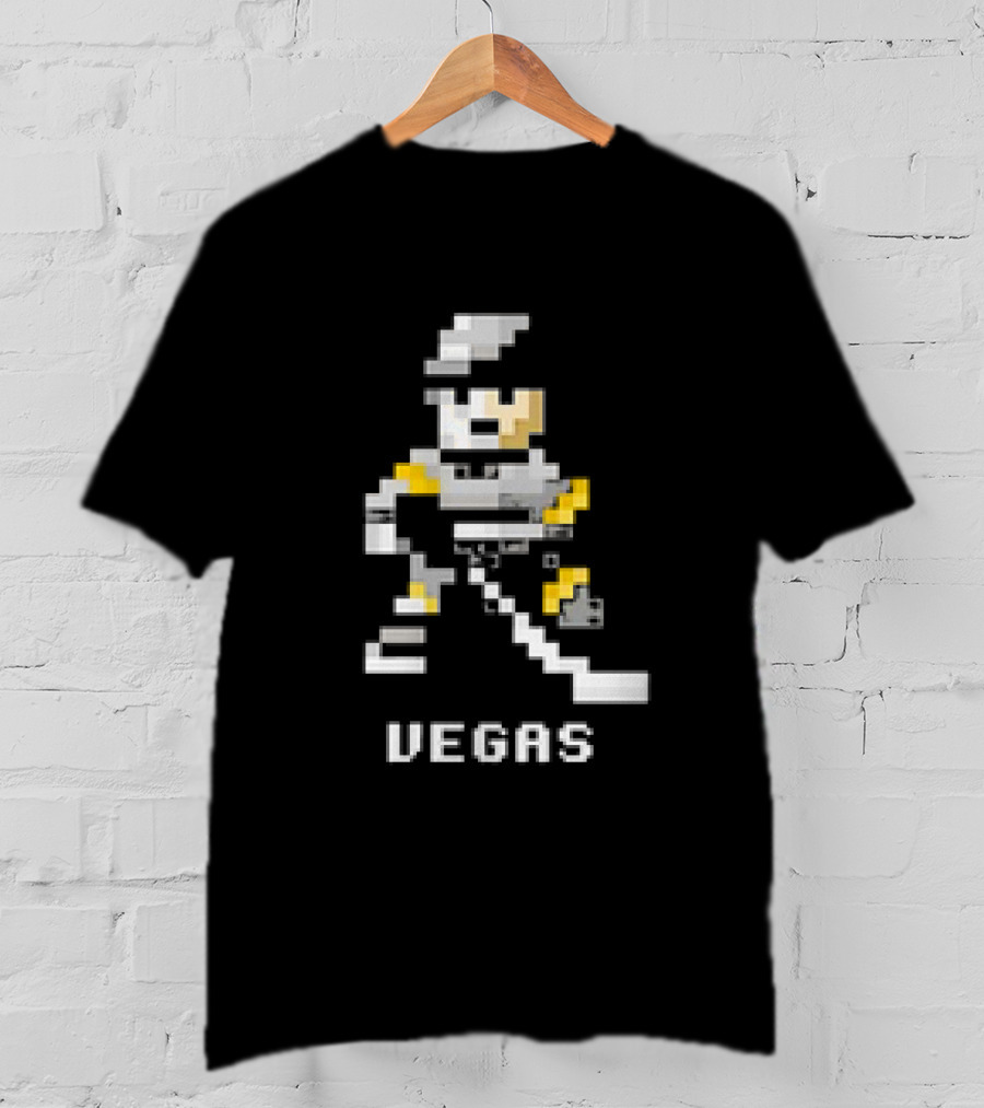 Vegas Retro Pixel Hockey Player T-Shirt