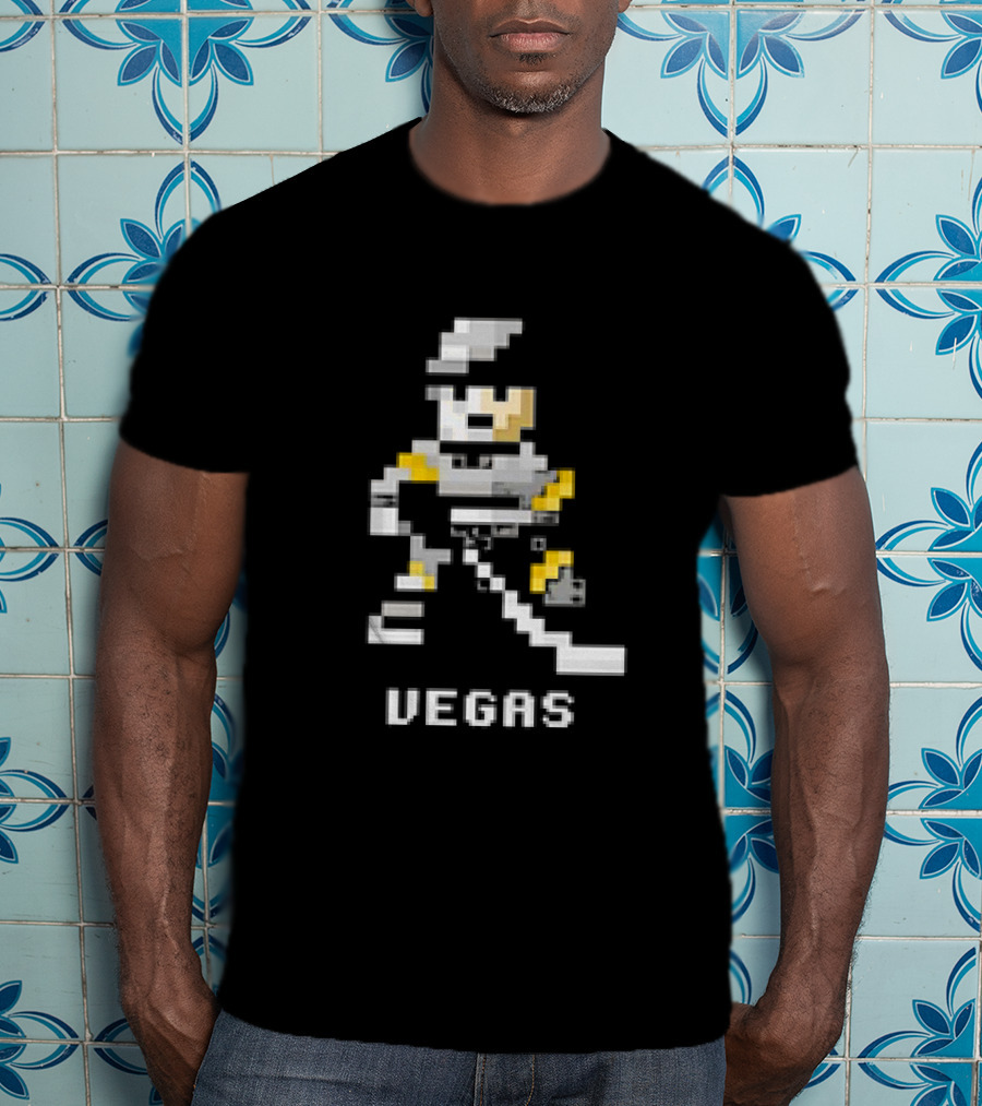 Vegas Retro Pixel Hockey Player T-Shirt