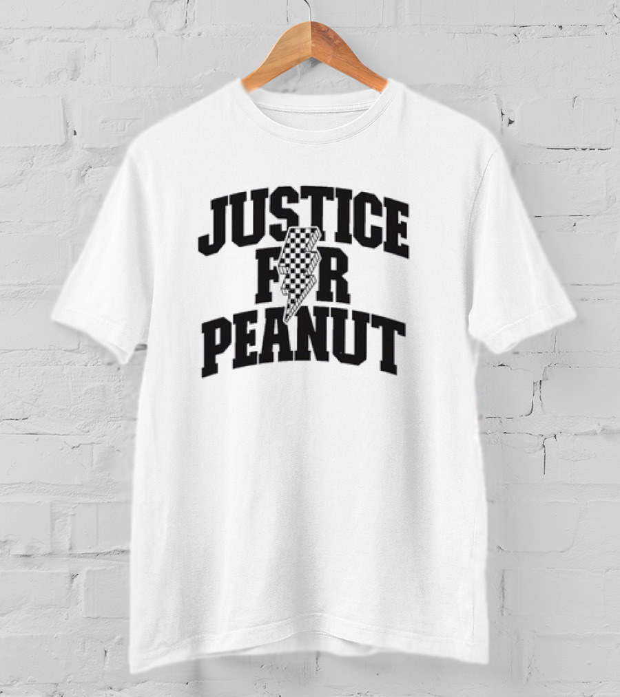 Justice For Peanut Animals Protection Movement With Checkered Bolt T-Shirt