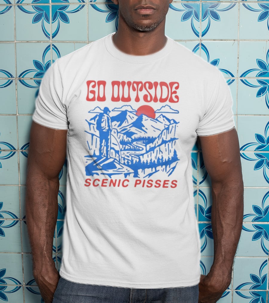 Go Outside Mountain Scenic Pisses T-Shirt