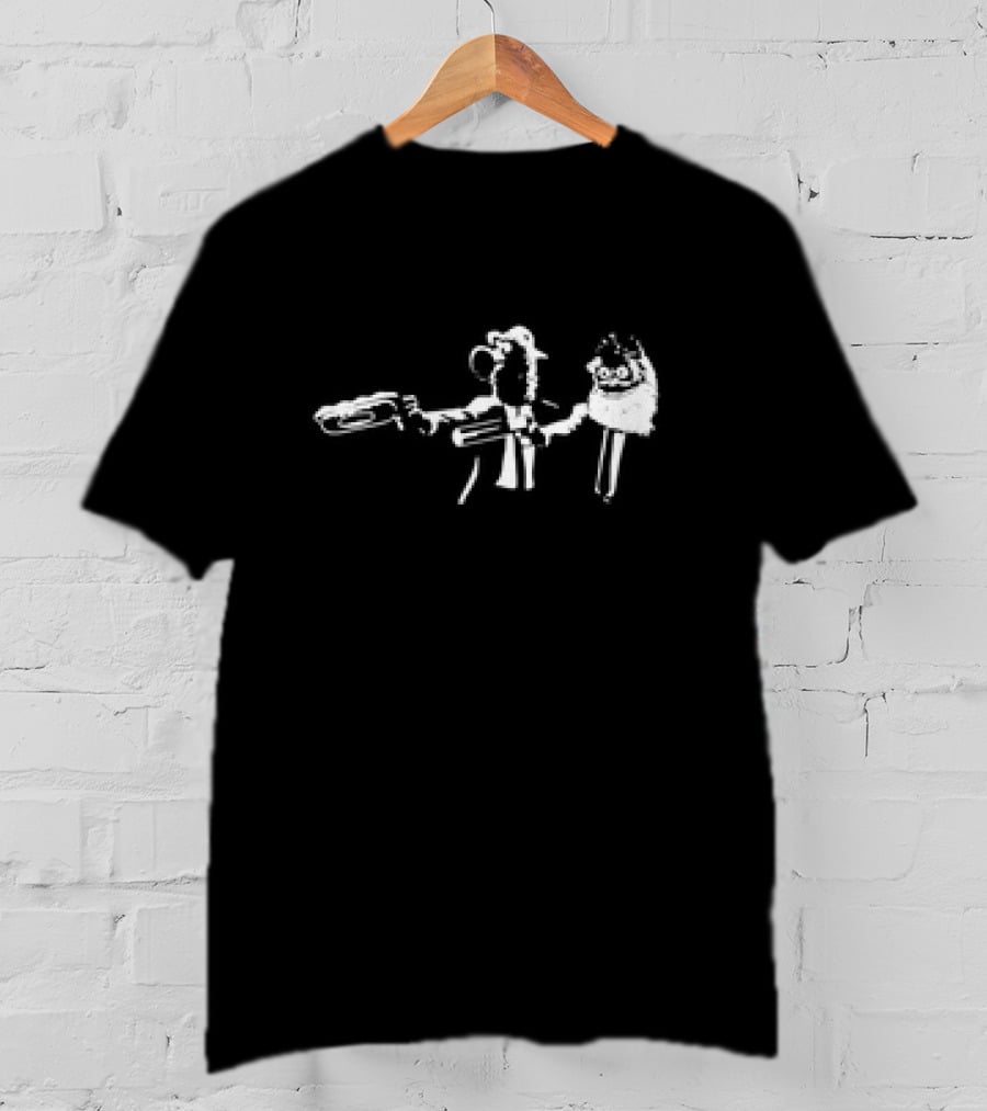 Gritty Phanatic Silhouette Stencil Dual-Wielding Baseball Mascot T-Shirt
