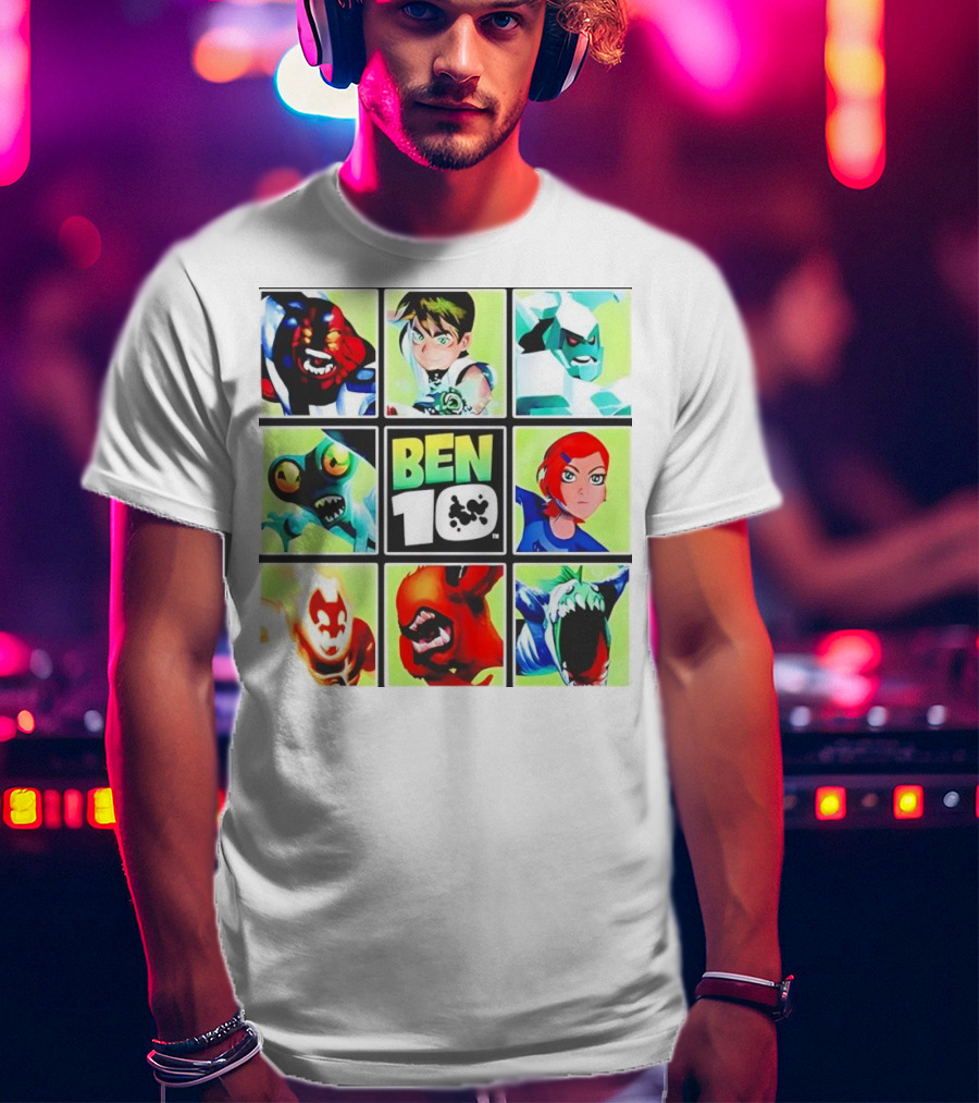 Ben 10 Alien Forms Panels Featuring Iconic Characters And Creatures T-Shirt