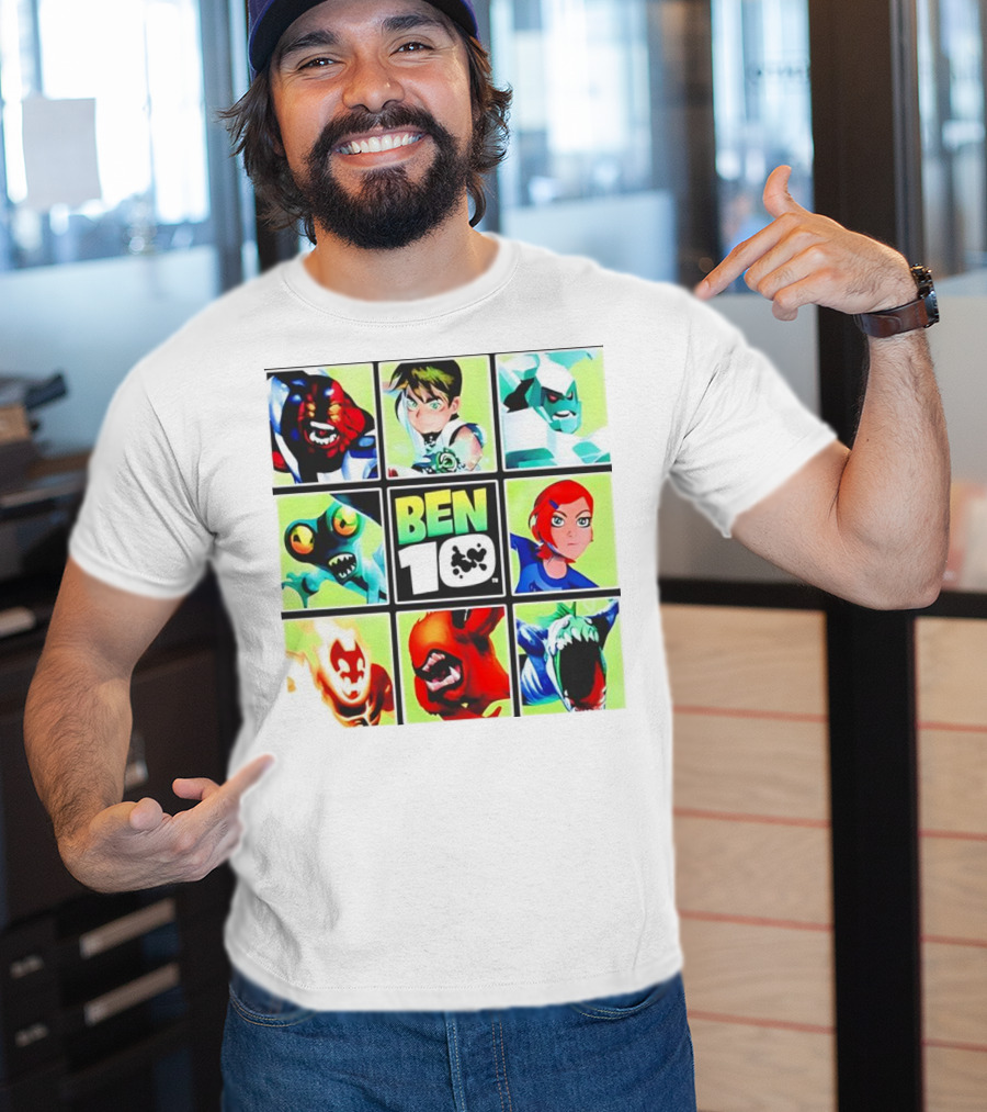 Ben 10 Alien Forms Panels Featuring Iconic Characters And Creatures T-Shirt