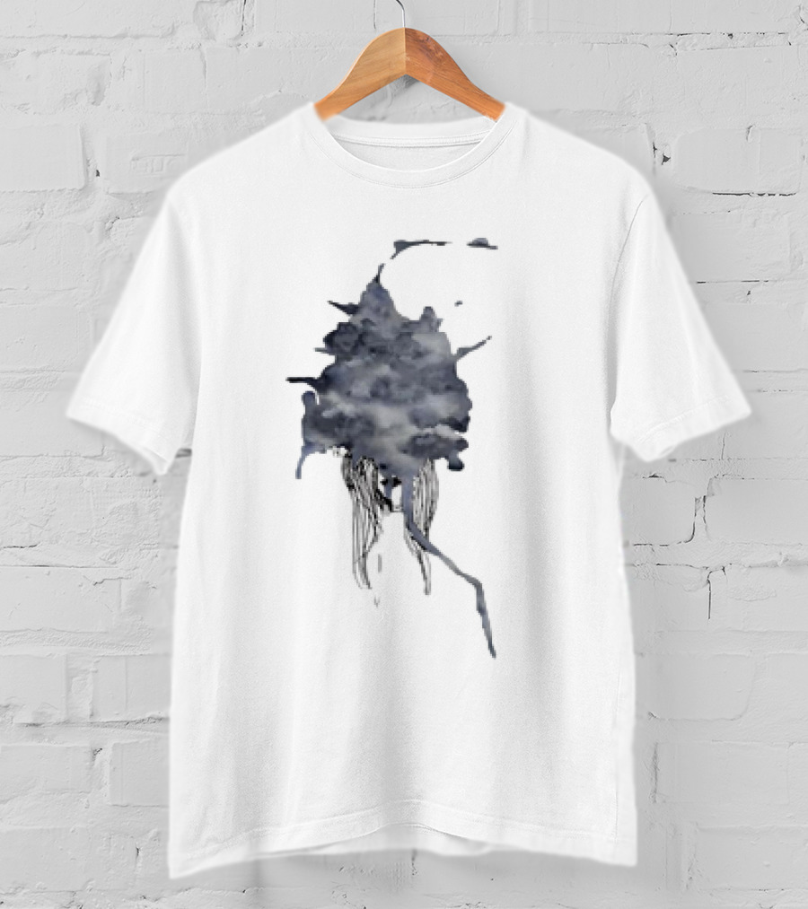 Clouded Classic Abstract Ink And Wash Sky Scene T-Shirt