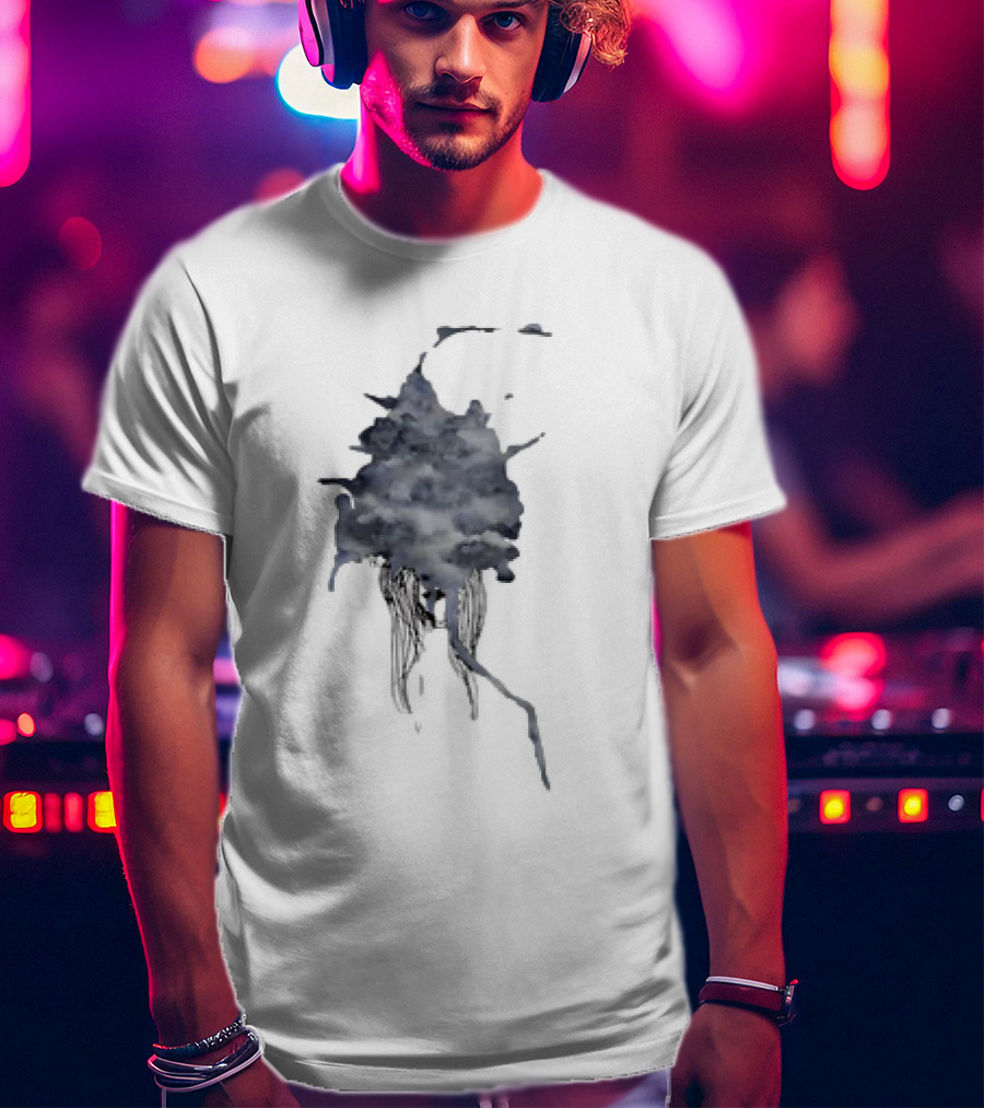 Clouded Classic Abstract Ink And Wash Sky Scene T-Shirt