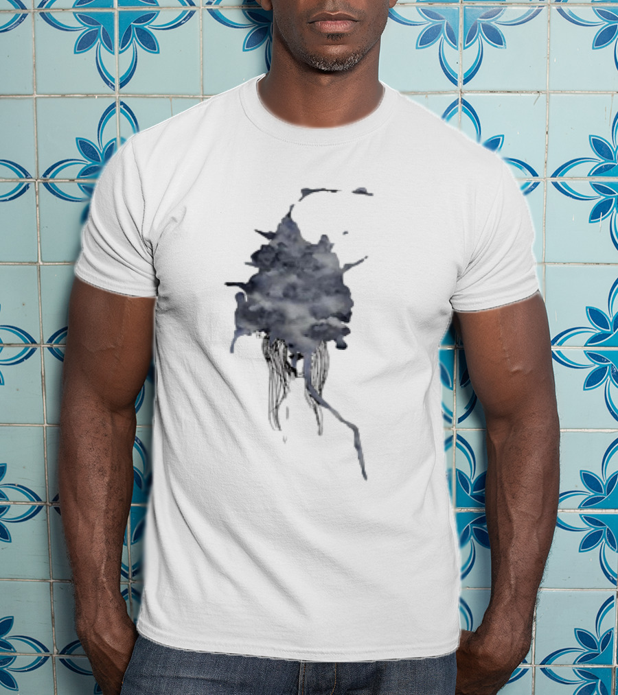 Clouded Classic Abstract Ink And Wash Sky Scene T-Shirt