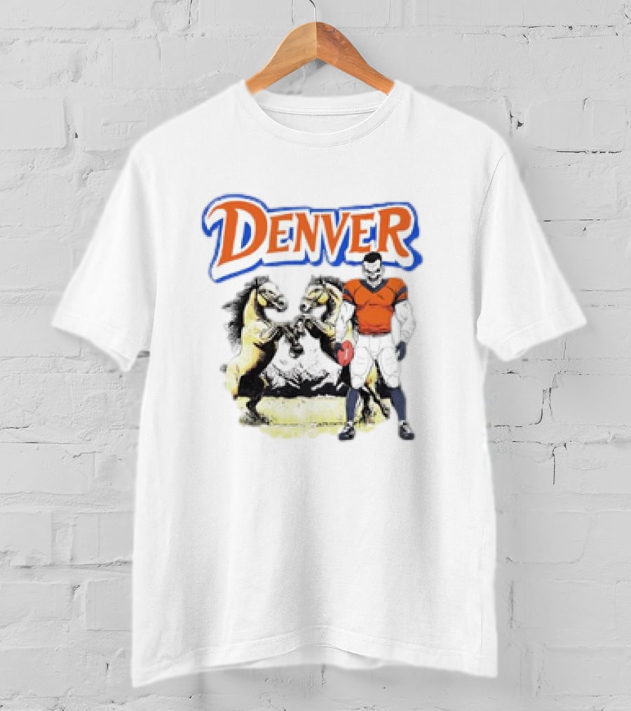 Denver Football American Team Sports Player With Horses T-Shirt