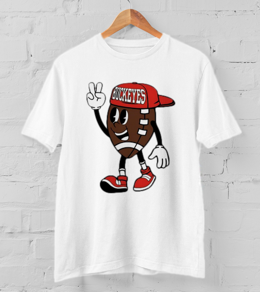 Ohio State Buckeyes Football Cartoon Mascot Peace Sign T-Shirt