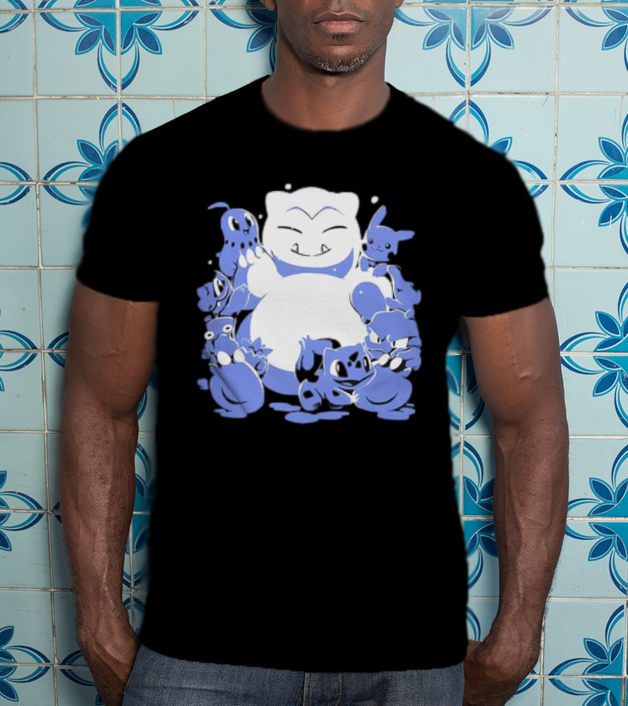 Snorlax Snowman Surrounded By Pokémon Snowlaxman T-Shirt