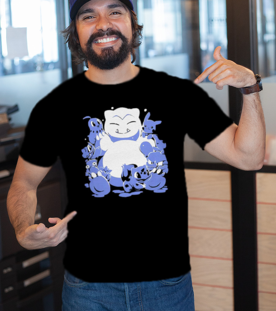 Snorlax Snowman Surrounded By Pokémon Snowlaxman T-Shirt