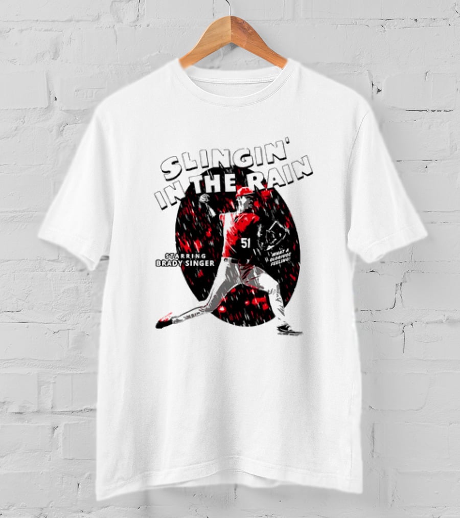 Slingin' In The Rain Starring Brady Singer Major League Royals T-Shirt