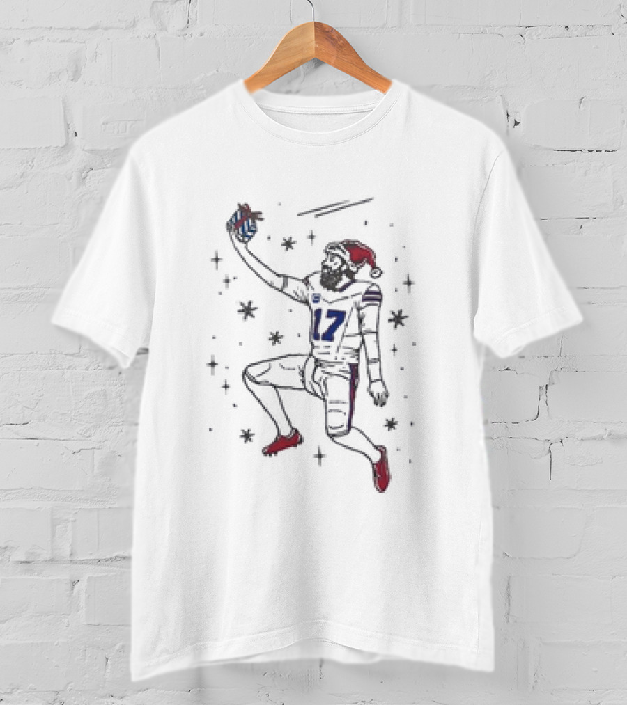 Santa Josh Allen Buffalo Bills Christmas Quarterback Football 17 T-Shirt