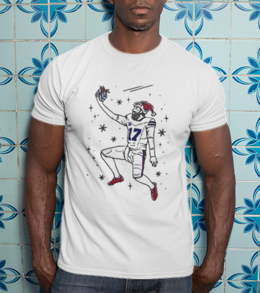 Santa Josh Allen Buffalo Bills Christmas Quarterback Football 17 T-Shirt
