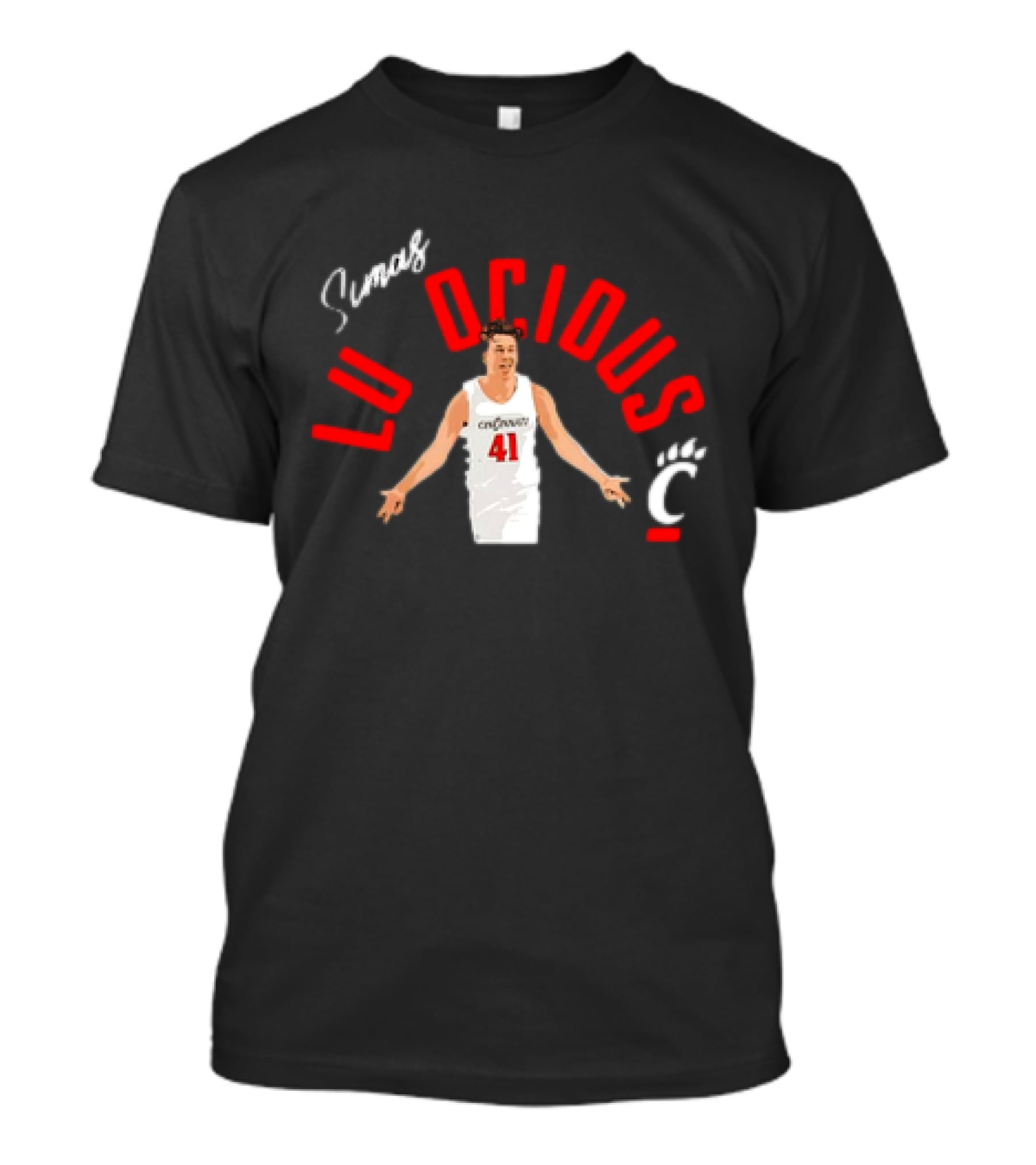 Simas Lukosius Cincinnati Bearcats Number 41 Red Text With Bearcats C T-Shirt