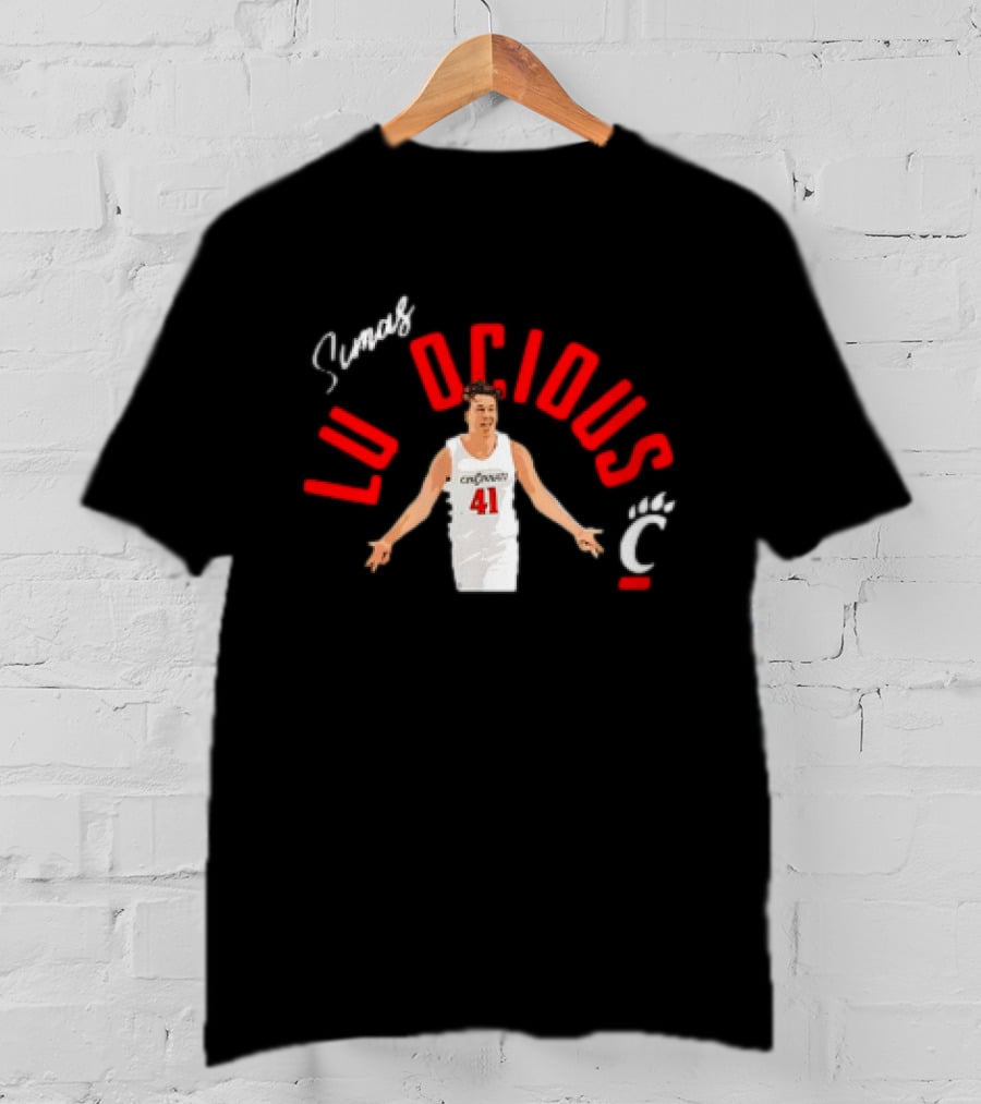 Simas Lukosius Cincinnati Bearcats Number 41 Red Text With Bearcats C T-Shirt