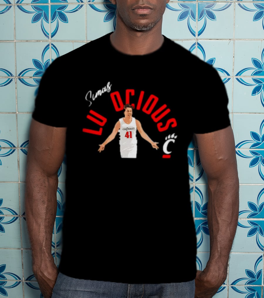 Simas Lukosius Cincinnati Bearcats Number 41 Red Text With Bearcats C T-Shirt