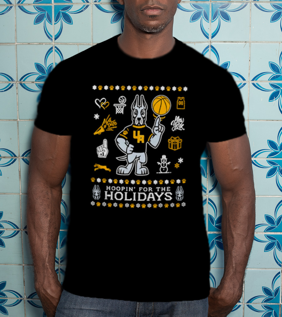 UAlbany Hoopin' For The Holidays New York Basketball Christmas T-Shirt