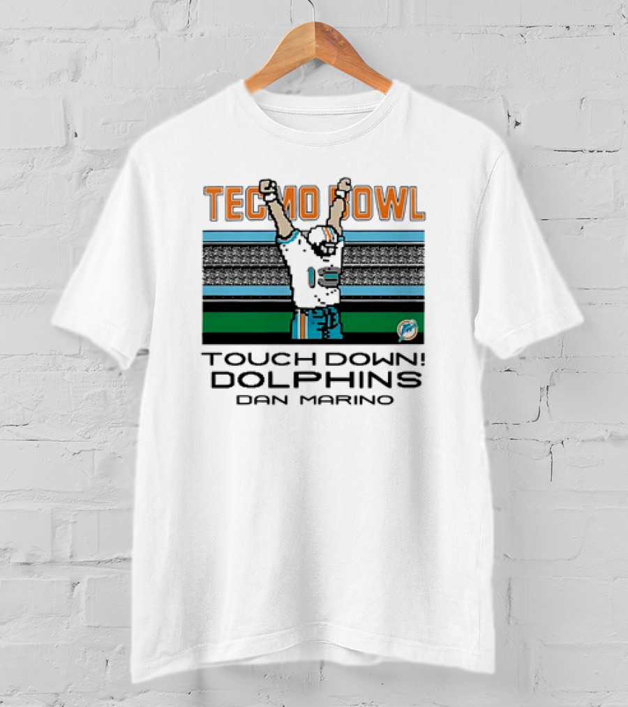 Tecmo Bowl Touch Down Dolphins Dan Marino Vintage Miami Dolphins T-Shirt