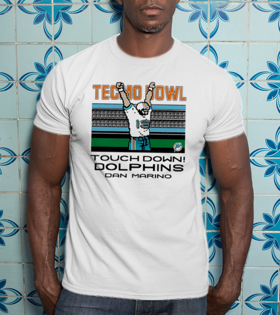 Tecmo Bowl Touch Down Dolphins Dan Marino Vintage Miami Dolphins T-Shirt