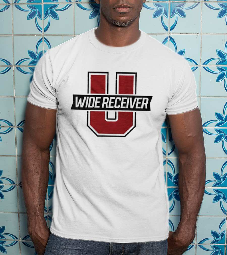 Wide Receiver U Football Inspired Logo Red And Black T-Shirt