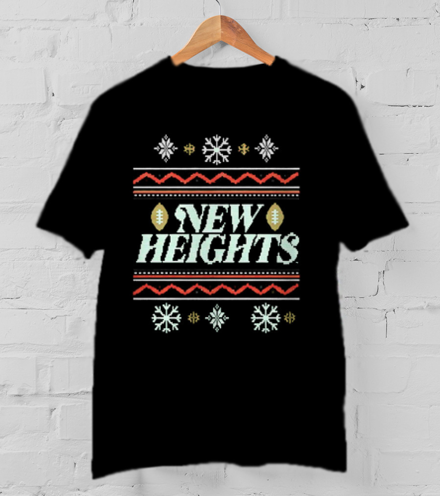 New Heights Football Snowflake Christmas Holiday T-Shirt