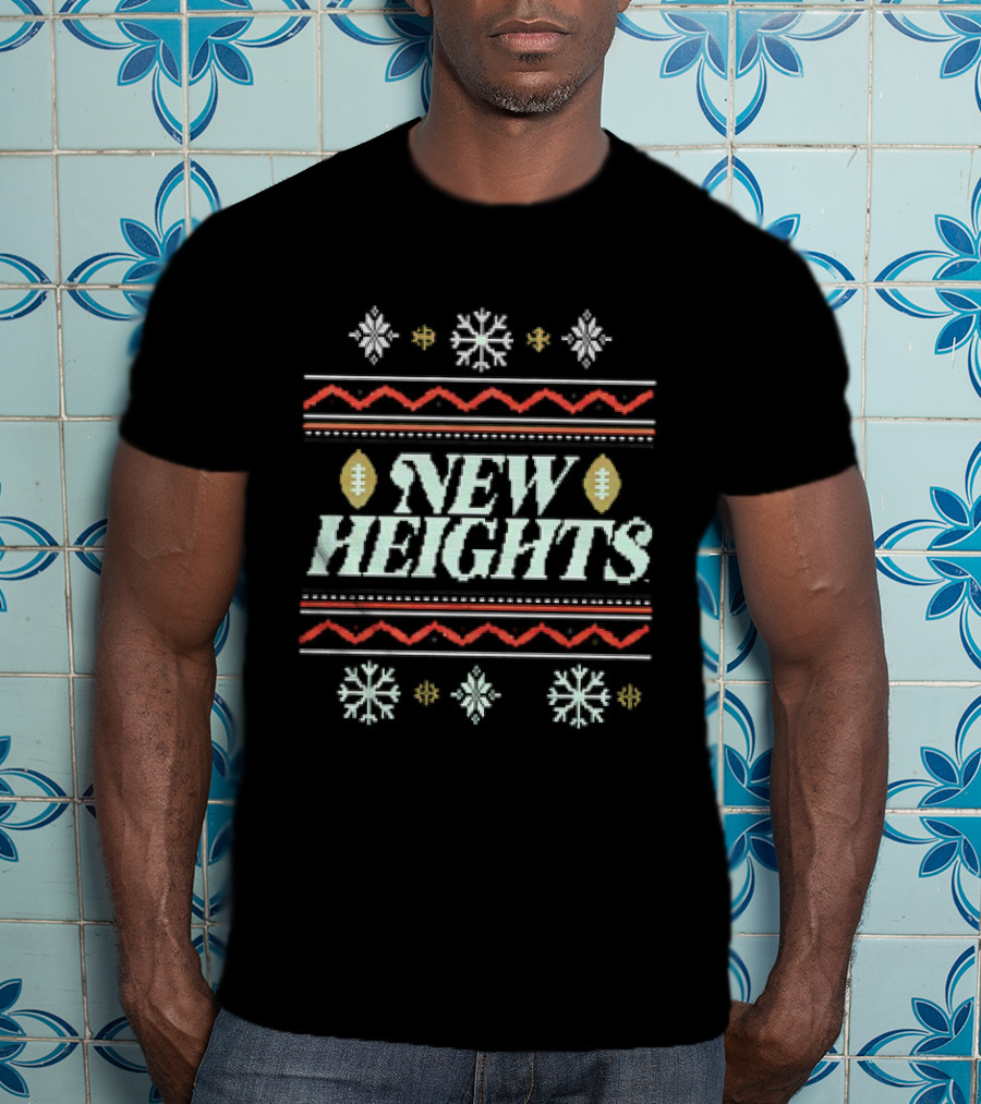 New Heights Football Snowflake Christmas Holiday T-Shirt