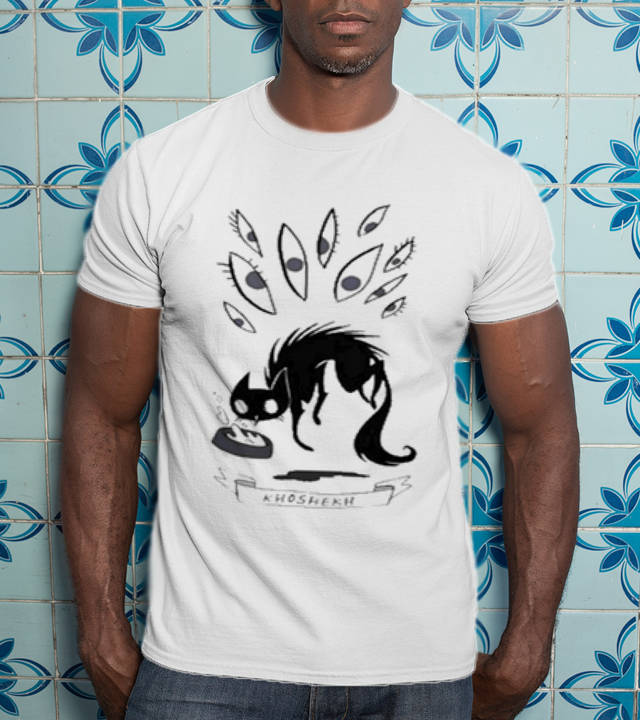 Khoshekh The Cat Surrounded By Floating Eyes And Feeding Bowl T-Shirt