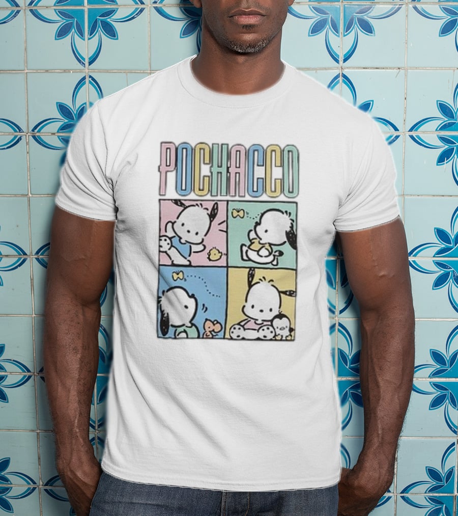 POCHACCO Pastel Grid Cute Comics Panel Series T-Shirt