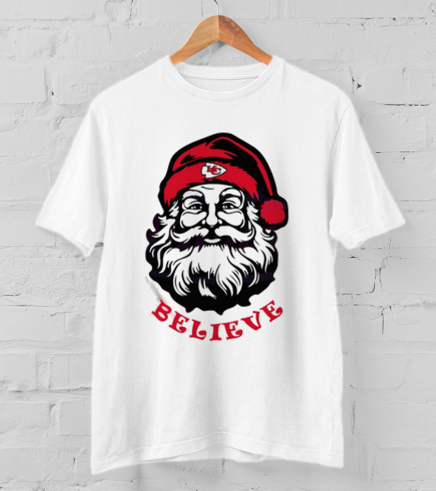 Santa Claus Believe Kansas City Chiefs Christmas T-Shirt