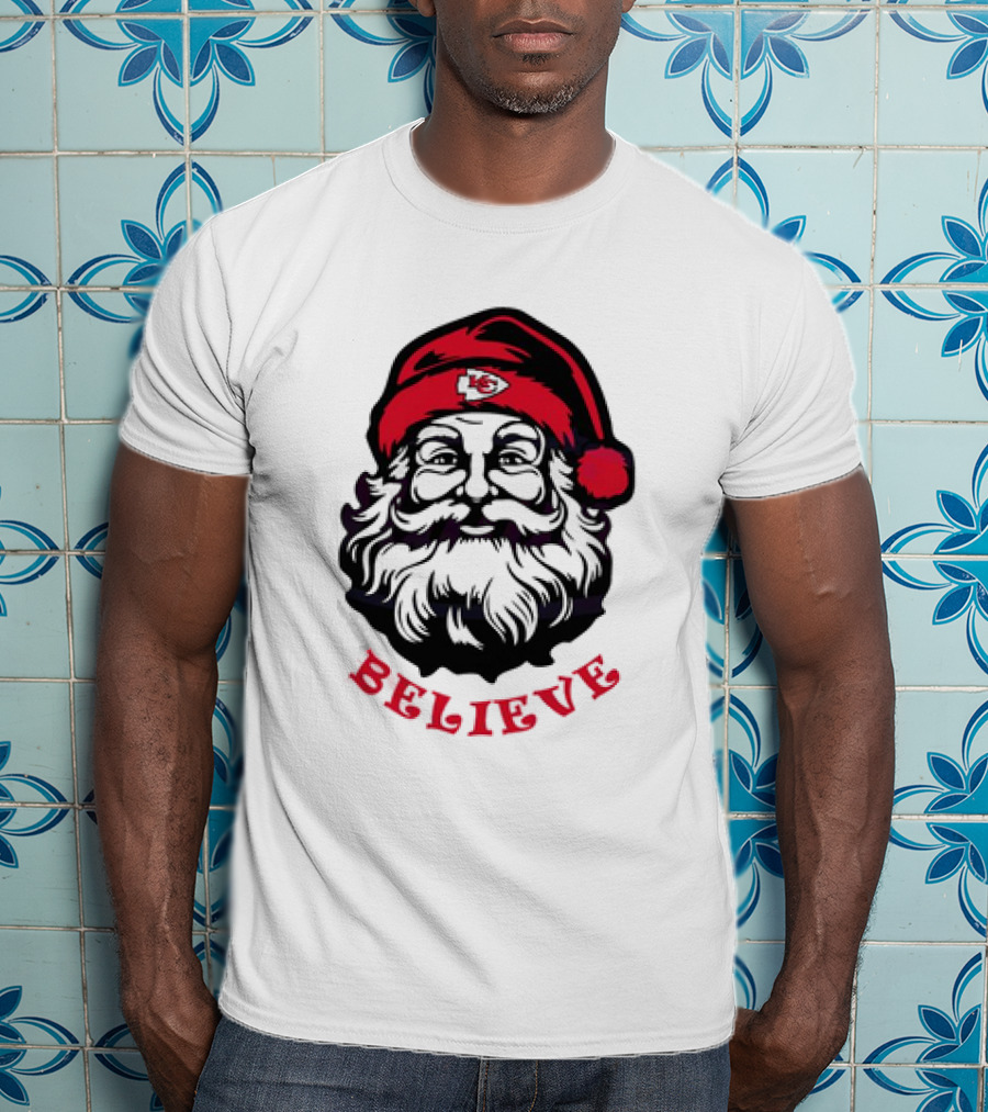 Santa Claus Believe Kansas City Chiefs Christmas T-Shirt