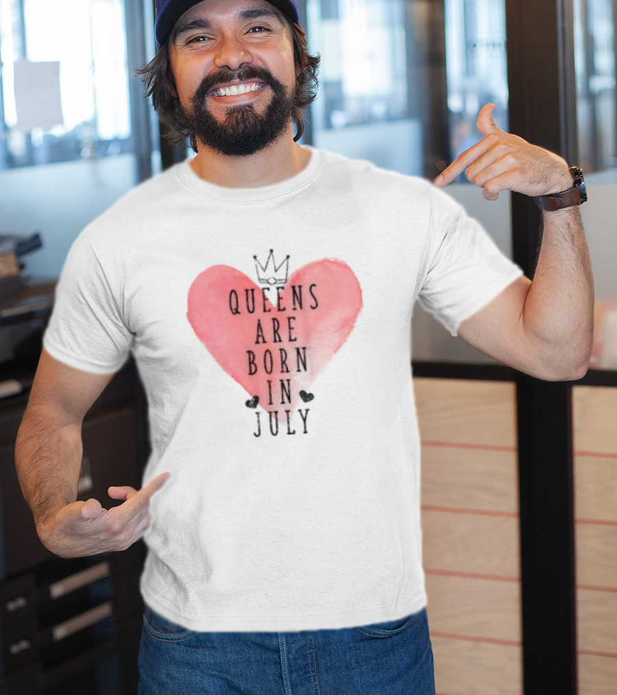 Queens Are Born In July Heart With Crown T-Shirt