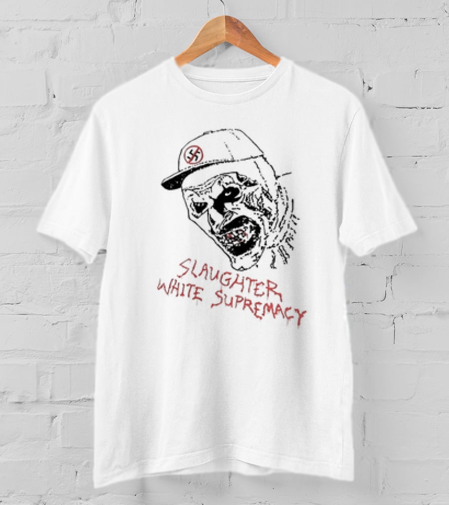 Slaughter White Supremacy Zombie Face Anti-Swastika Cap T-Shirt