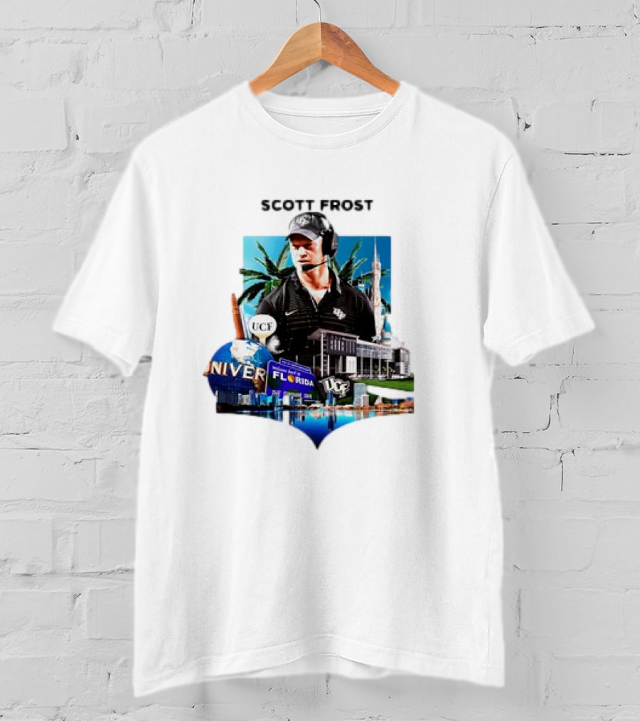 Scott Frost UCF Florida With University Campus And Palm Trees T-Shirt