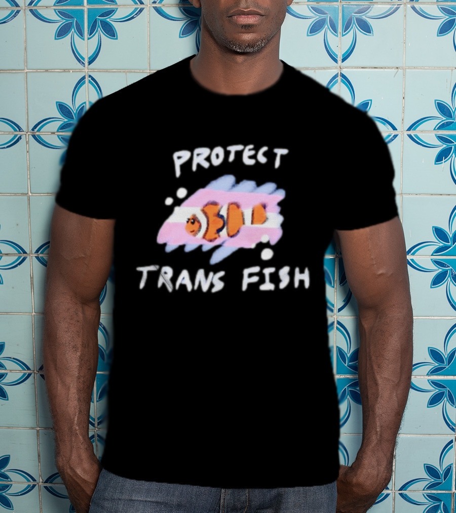 Protect Trans Fish Clownfish With Transgender Flag Colors T-Shirt