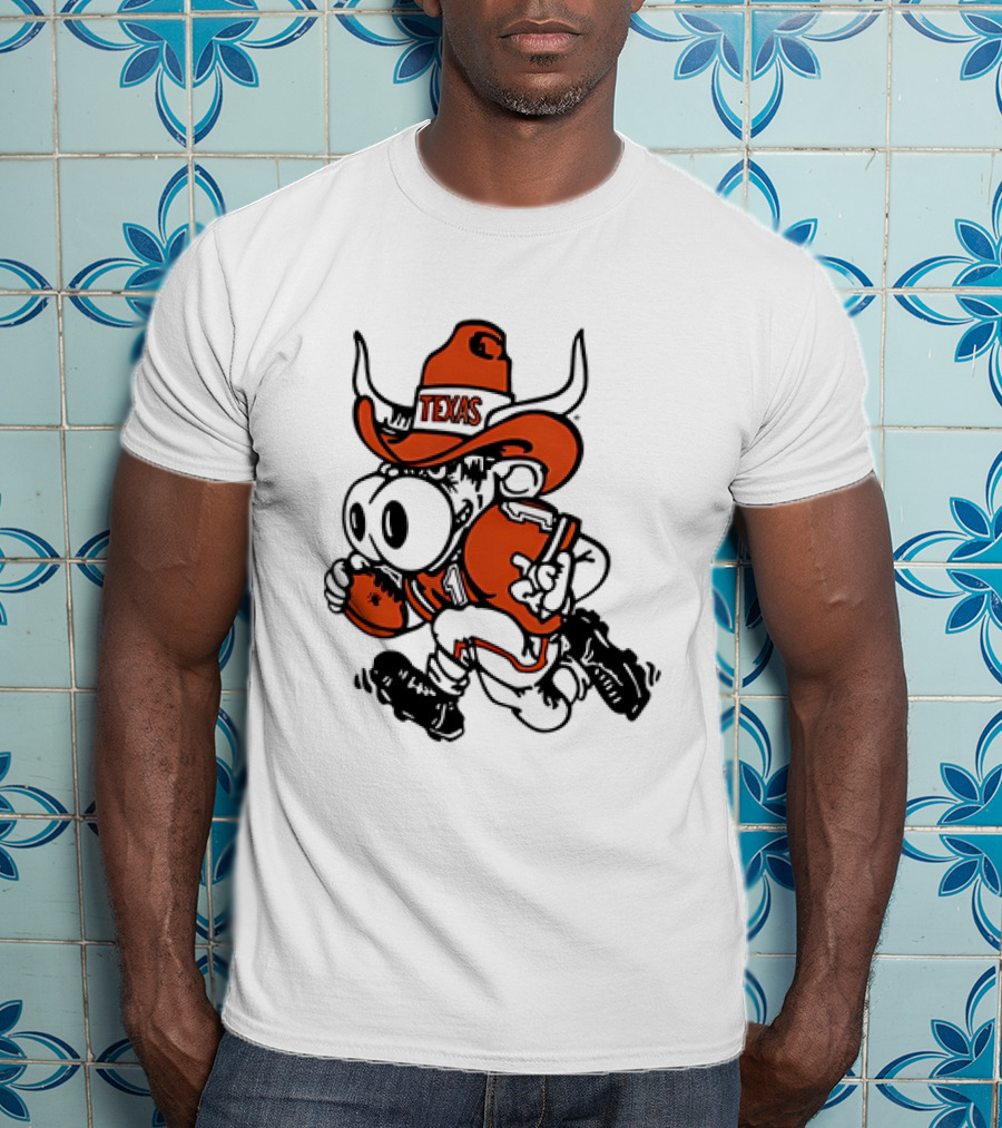 Bevo Texas Longhorn Football Mascot Running Cowboy Hat T-Shirt